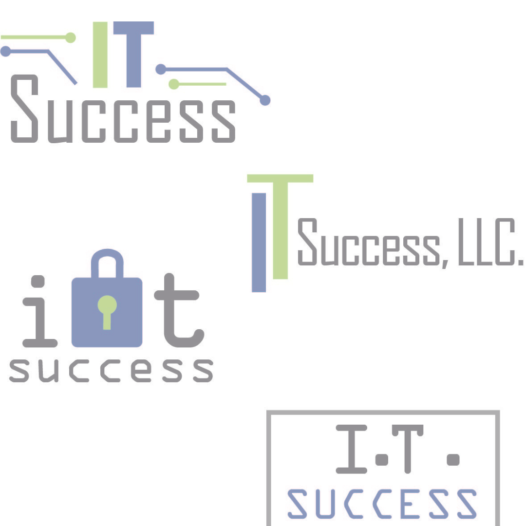 low opacity version of five logo designs for an IT company called IT Success with cybersecurity-like designs