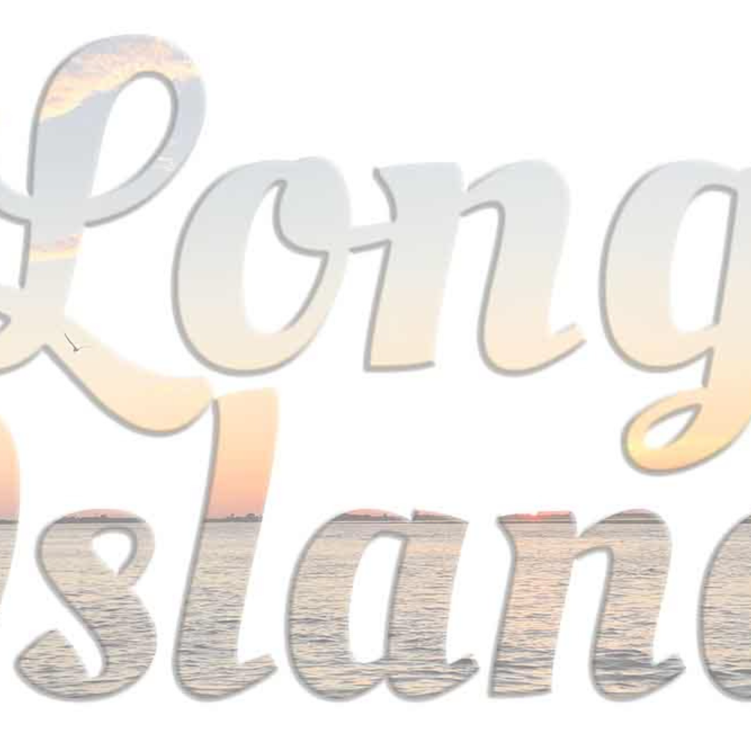 low opacity version of text that reads Long Island with an image of the beach inside the letters