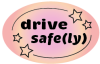 Logo of drive safe(ly) with 2 curved lines and 4 stars